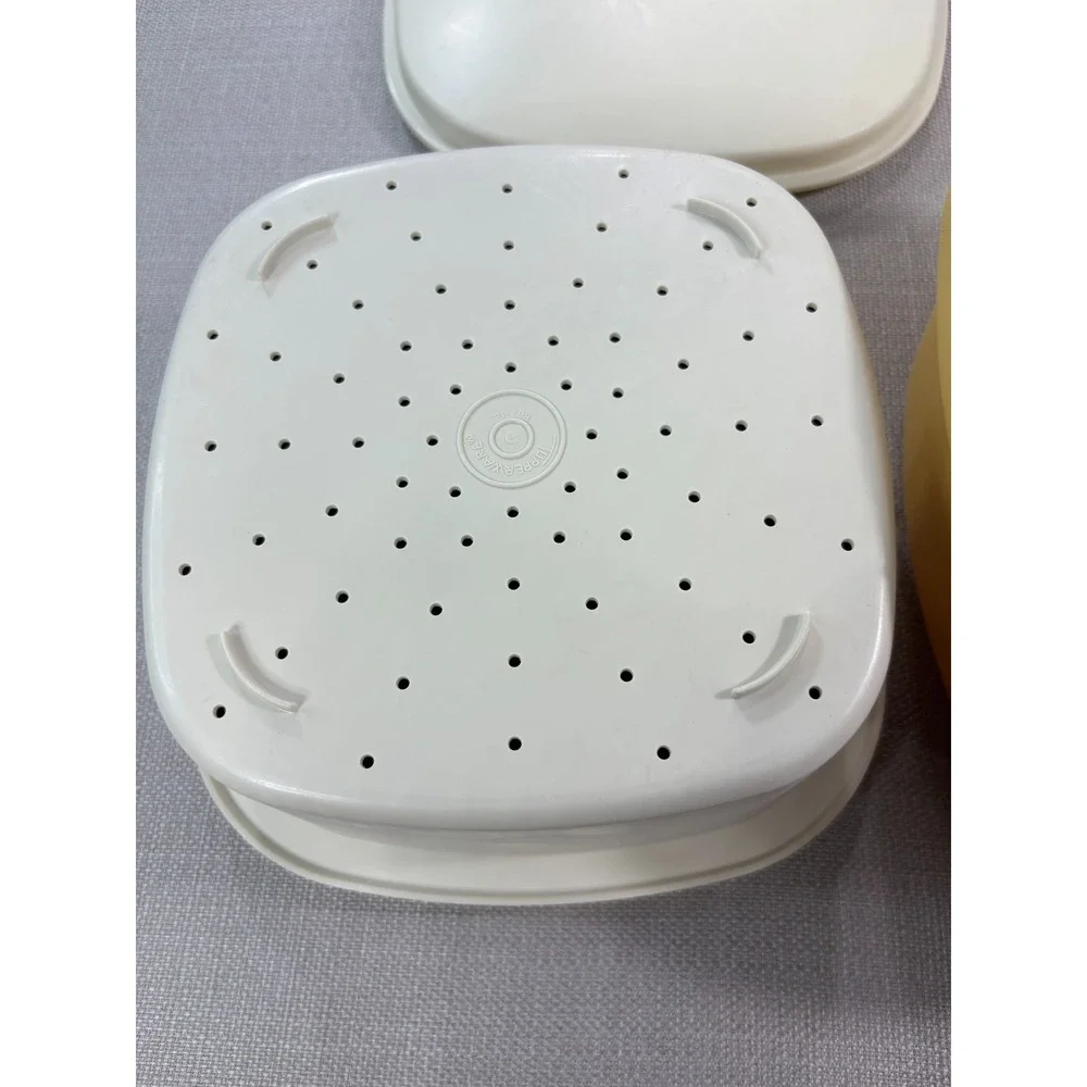 Vintage Tupperware Large Vegetable Steamer Cooker 3 Piece Mustard